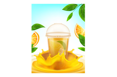 Juice Orange Cup Creative Promotion Poster Vector