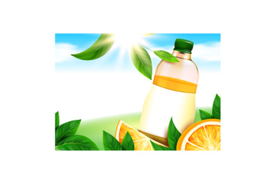 Orange Juice Drink Creative Promo Banner Vector