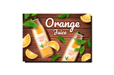 Orange Juice Beverage Creative Promo Banner Vector