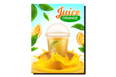 Juice Orange Cup Creative Promotion Poster Vector