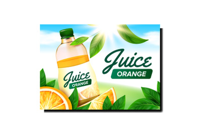 Orange Juice Drink Creative Promo Banner Vector