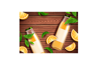 Orange Juice Beverage Creative Promo Banner Vector