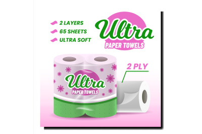 Ultra Paper Towels Creative Promo Poster Vector