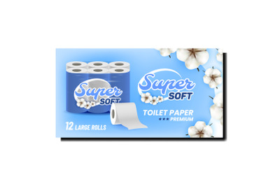 Super Soft Toilet Paper Promotional Banner Vector