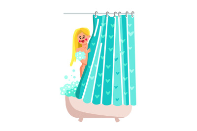 Shower Curtain Bathroom Interior Accessory Vector