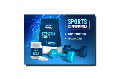 Sports Supplements Nutrient Promo Banner Vector