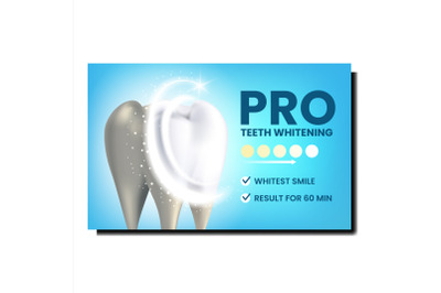 Pro Teeth Whitening Creative Promo Banner Vector