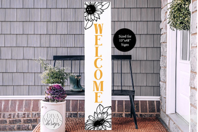 Sunflower Welcome Vertical SVG | Farmhouse Porch Sign | DXF and More