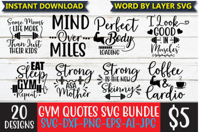 Gym Quotes SVG Bundle, Workout SVG Bundle