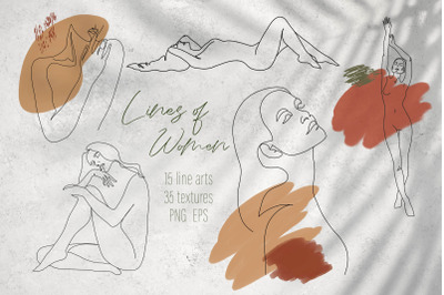 Women line art / Beauty logo design / Woman Nude Line Draw