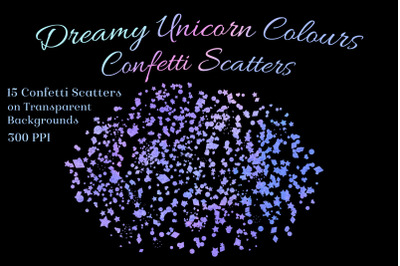 Dreamy Unicorn Colours Confetti Scatters - 15 Overlays