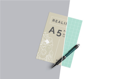 Realistic A5 Paper Mockup Template