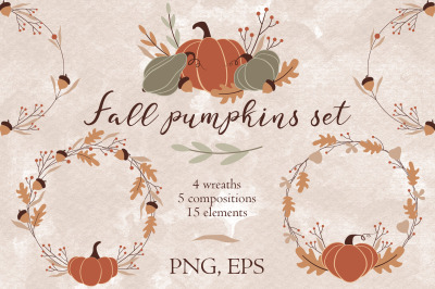 Pastel pumpkin clipart Fall set png Pumpkin wedding invitation