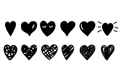 Doodle sketch hearts