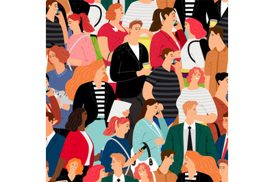 People crowd seamless pattern