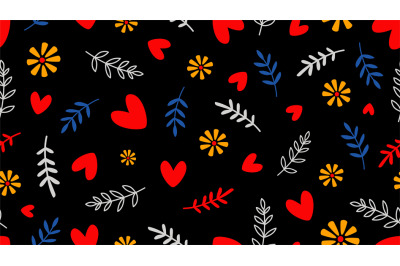 Hearts and floral elements background