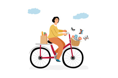 Woman on bicycle concept