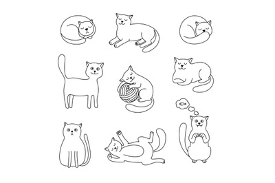 Cats doodle sketch collection