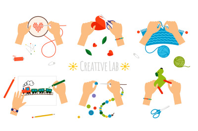 Creative hands handmade icons