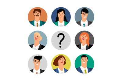 Hiring concept, business team avatars