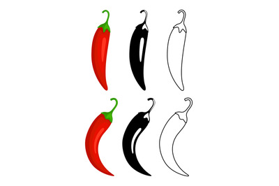 Peppers flat and outline icons