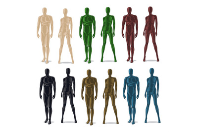 Plastic mannequins set