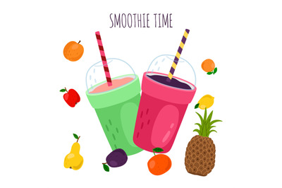 Smoothie and fruits