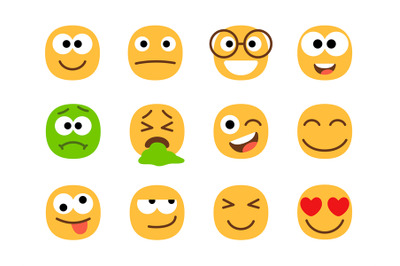 Yellow and green emoticon faces