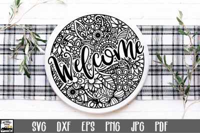 Welcome SVG File | Round Sign SVG | Mandala Welcome Sign