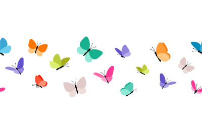 Color flying butterflies seamless pattern