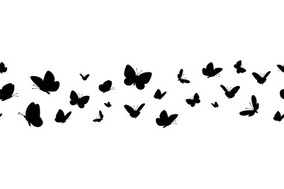 Flying butterflies silhouettes