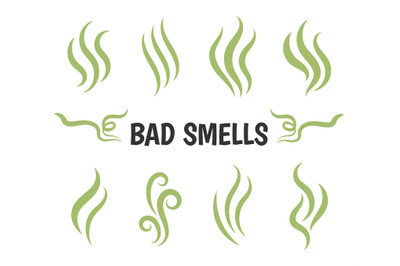 Bad smells isolated smoke icons