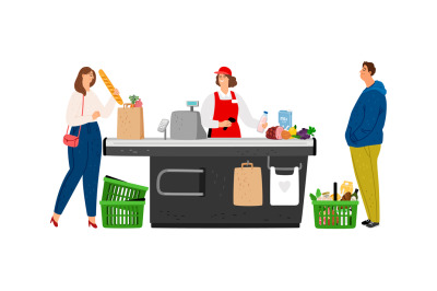 Grocery cashier illustration