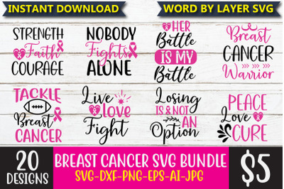 Breast Cancer SVG Bundle, Breast Cancer SVG Cut files for cricut or si