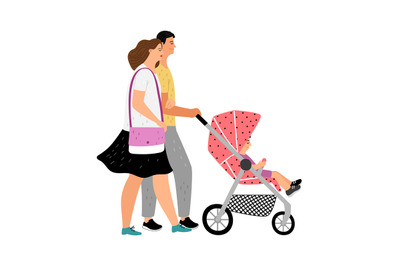 Walking with baby stroller