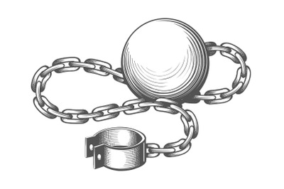 Ball and Chain Engraving Illustration
