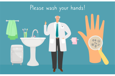 Wash hands hygienic poster