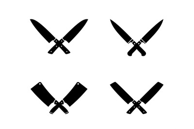 Crossed cleavers knives