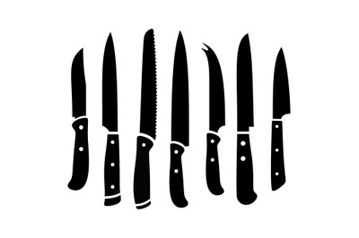 Kitchen knives black silhouettes