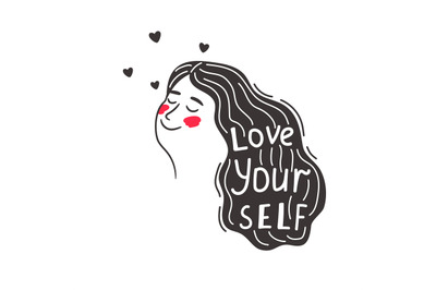 Positive caring girl love yourself