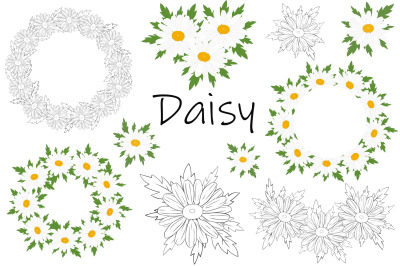 Daisy frame. Daisy design. Daisy SVG. Daisy postcard.