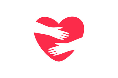 Hands embracing heart logo