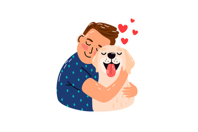 Boy hug dog