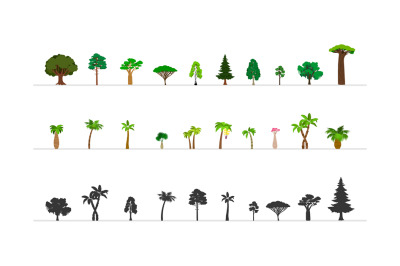 Green forest tree icons