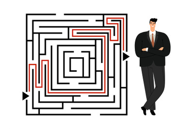 Successful businessman labyrinth