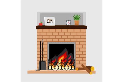 Cartoon home fireplace