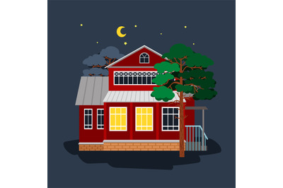 House in star night