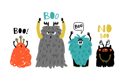 Cartoon cute boo monsters