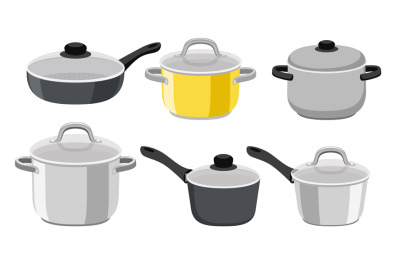 Pans pots and saucepans