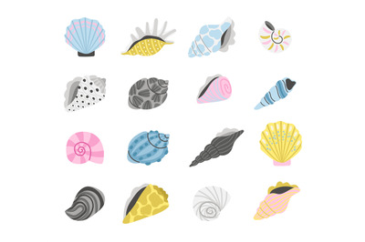 Cartoon marine seashells